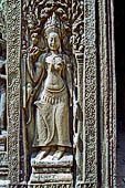 Angkor Thom - Bayon temple, east gopura of the third enclosure, bas-relief of apsara 